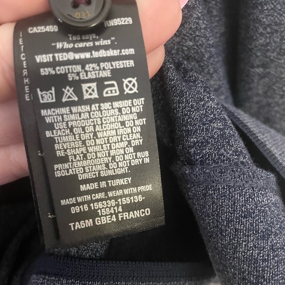 Ted Baker Navy Blue 1/4 Zip Pullover Sweatshirt‎ Size Small Stretch Soft EUC - Picture 4 of 7